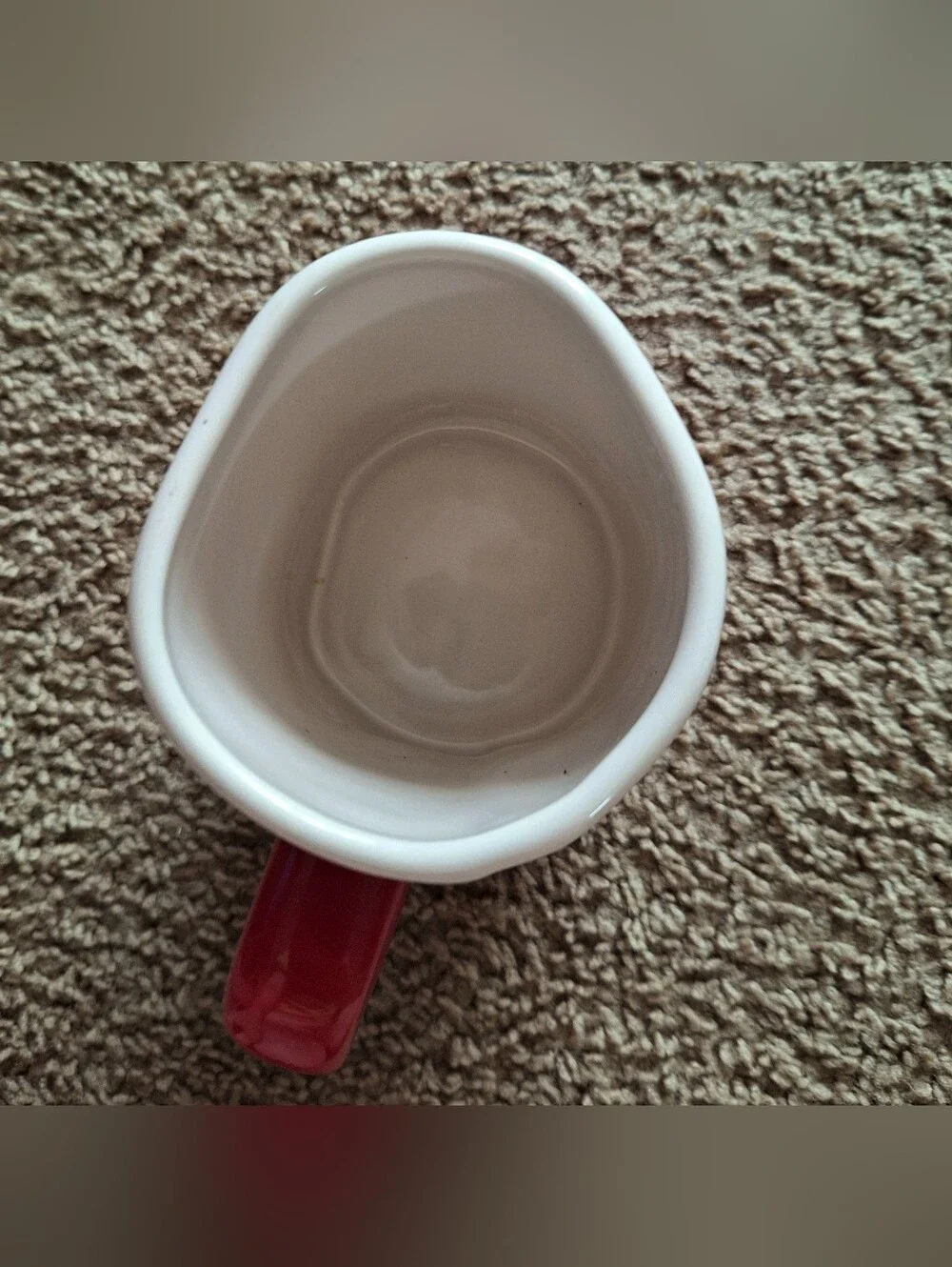 Rae Dunn Red Ceramic Mug with White Rim